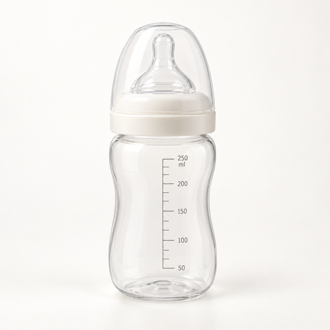 Clear 250ml baby feeding bottle