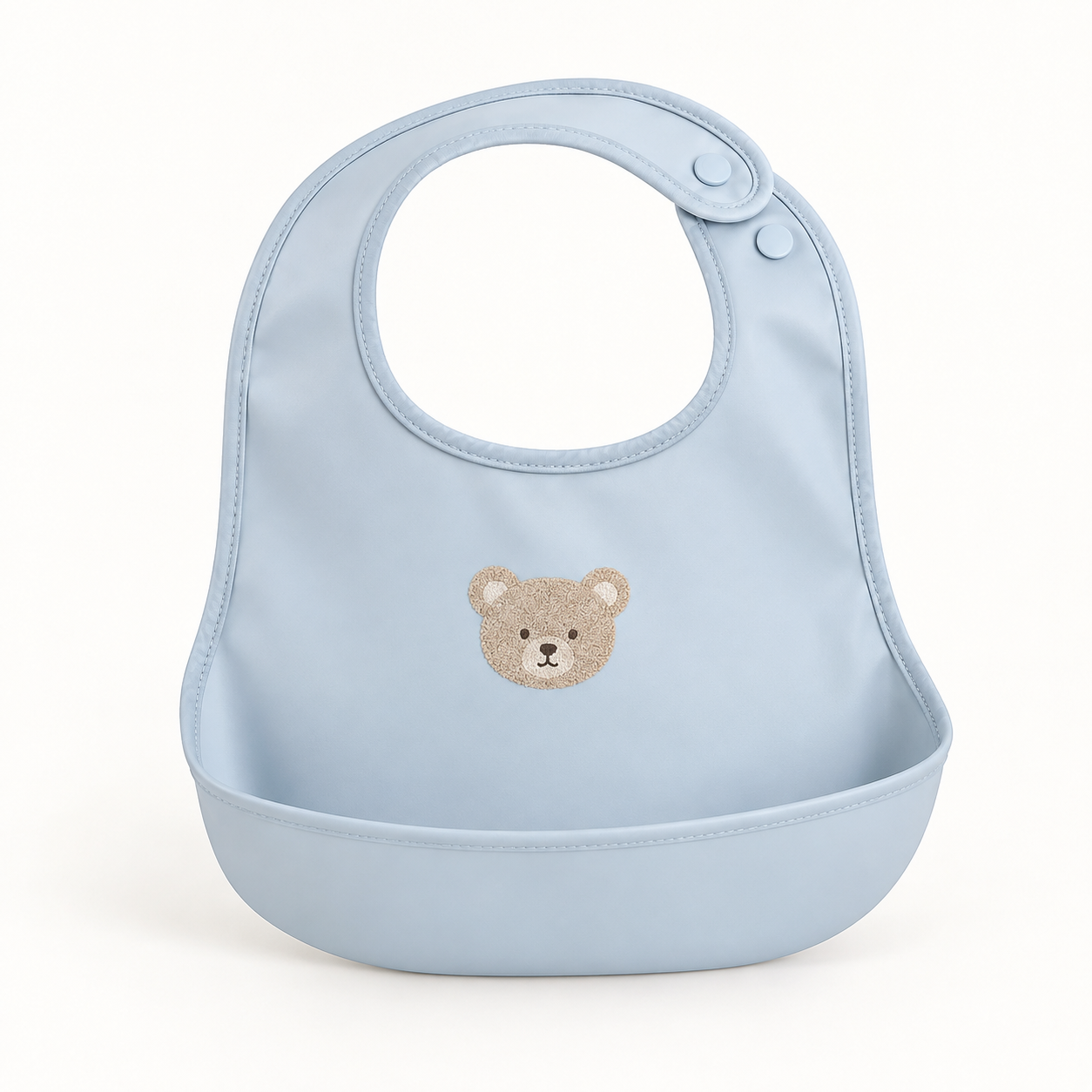 Pale blue waterproof baby bib